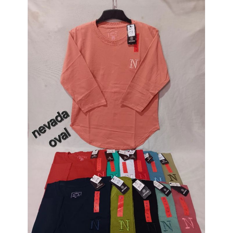 MURAH KAOS ATASAN TUNIK OVAL CEWEK LENGAN 7/8