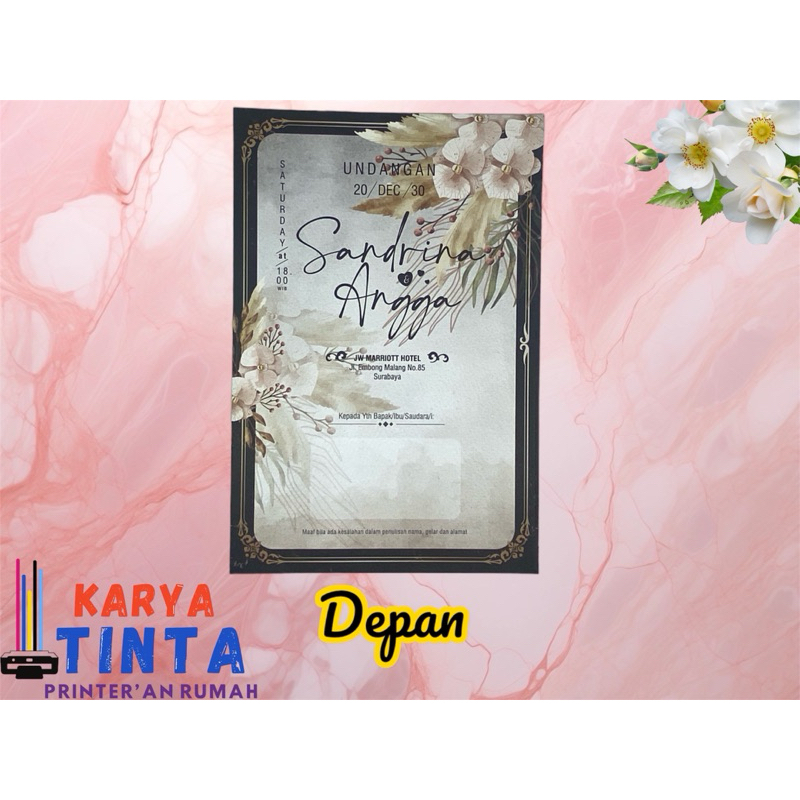 Undangan Pernikahan Aestetic Foil Emas Bunga 05