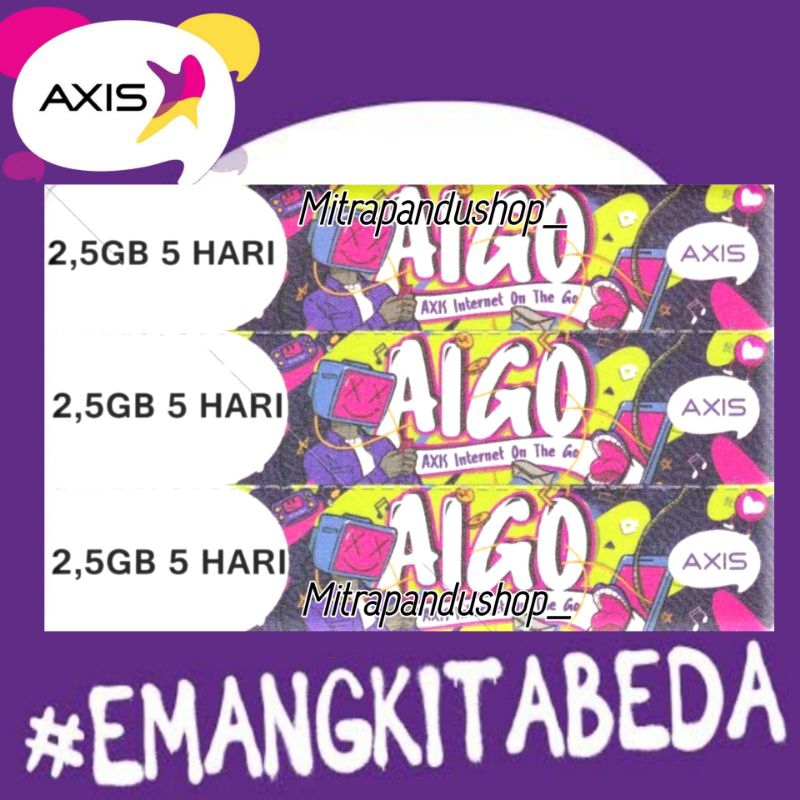 [VA] VOUCHER AXIS AIGO 2,5GB (1,5GB + 1GB Lokal) 5HARI