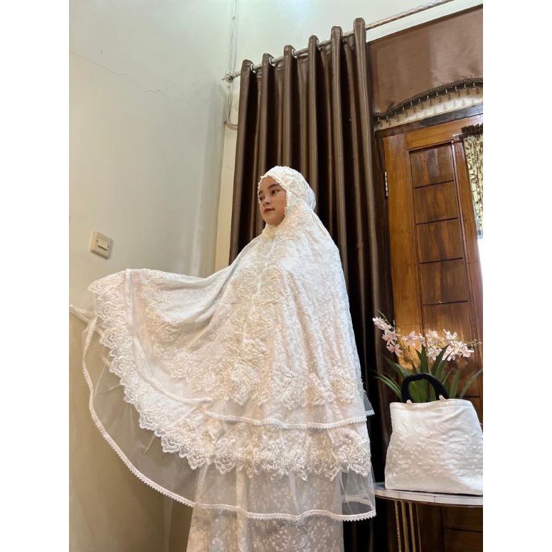 (MUKENA SUTRA PREMIUM) MUKENA DEWASA SUTRA PARIS ORI RENDA PAYET KD TILLE MUKENA SUTRA ADEM MEWAH CA