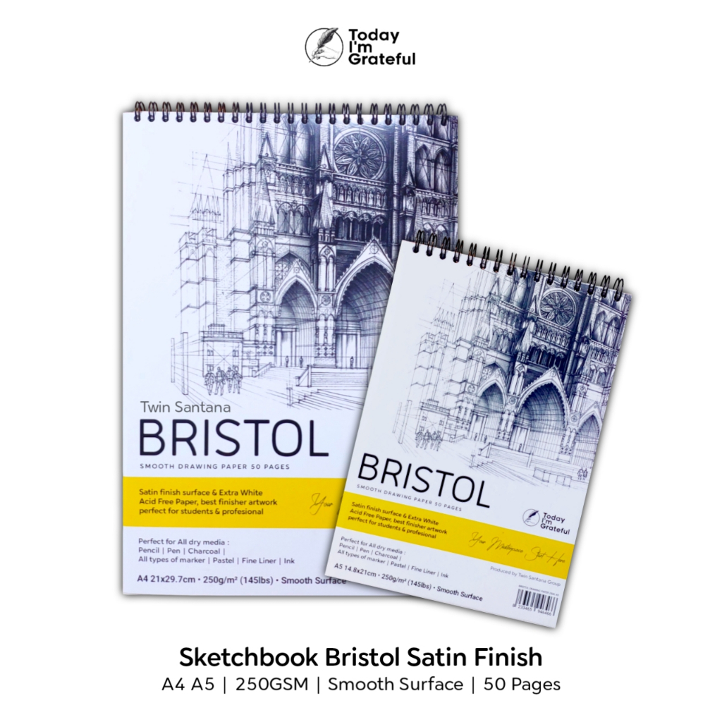

Sketchbook Bristol Satin Finish Grateful A4 A5 250g 50 Pages