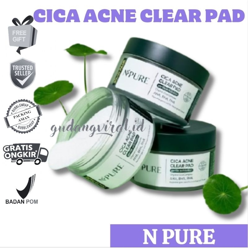 -GV- [EXFO PAD] NPURE ACNE CLEAR PAD CICA / KAPAS EKSFOLIASI KULIT JERAWAT/ ACNE EXFOLIATING PAD (40