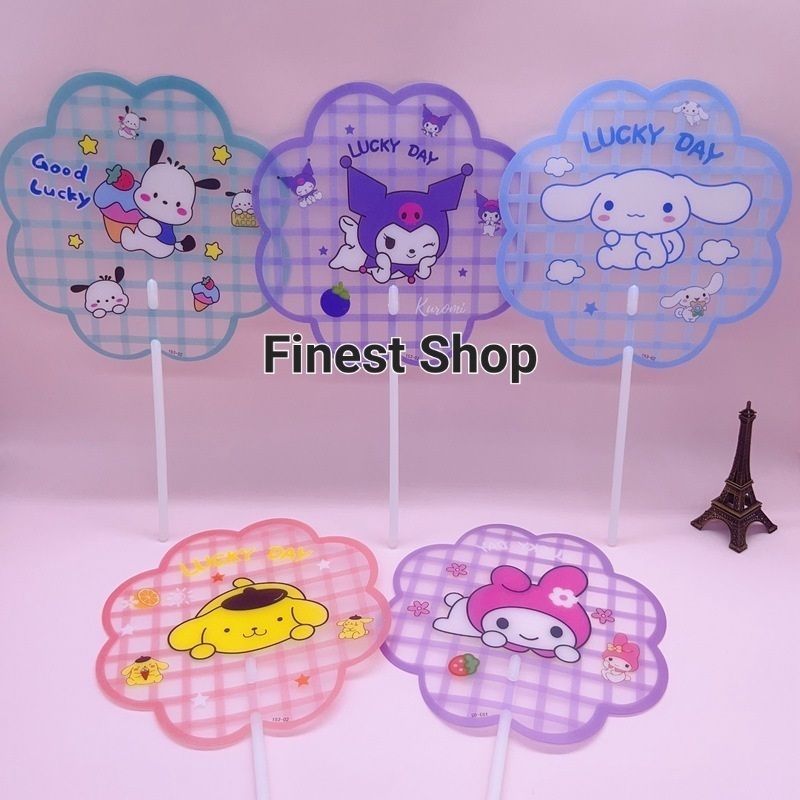 Kipas Tangan Kipas Plastik Kuromi Cute Manual Fan Cinnamoroll Melody Pompurin Pochacco Kipas Anak Ki