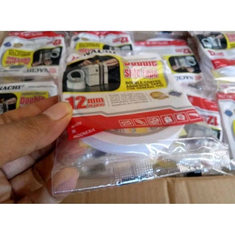 

dobel tape 12mm / isolasi bolak balik / dobel tape nachi / dobel tape 12mmx72yard / isolasi serbaguna
