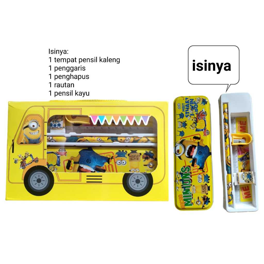 

Study set paket alat tulis karakter minion