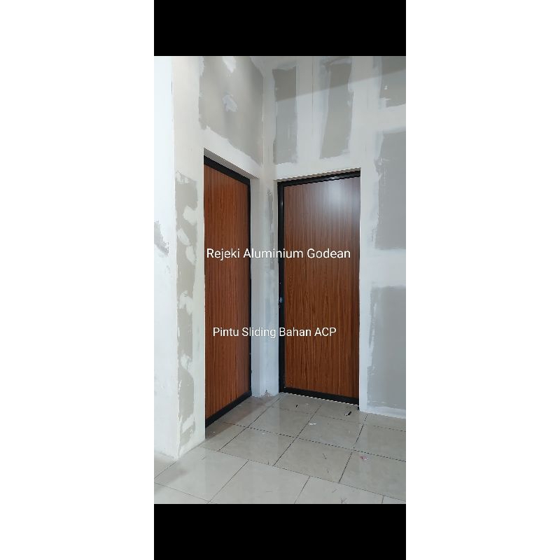 Pintu Sliding Aluminium Motif Kayu ACP