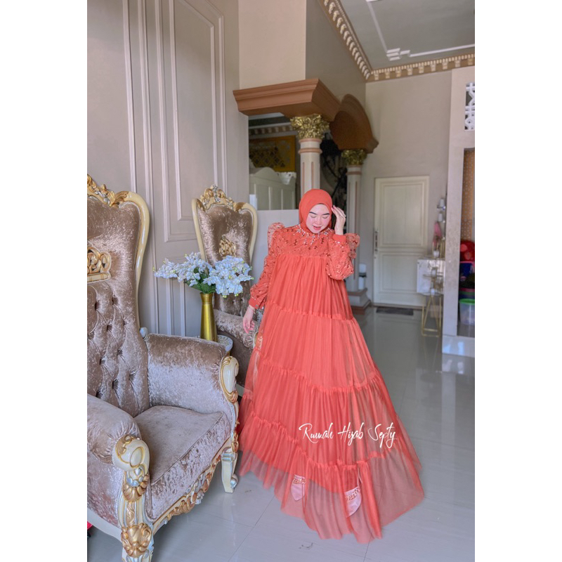 {RHS} Cheryl gamis set hijab / gamis jumbo crinkle sutra / gamis tile payet komdangan