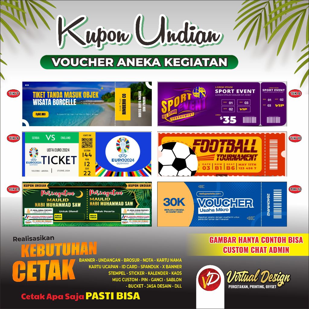 (free design) KUPON UNDIAN/ KARCIS PARKIR/ KUPON JALAN SEHAT / TIKET SOBEK / TIKET WISATA/ TIKET EVE