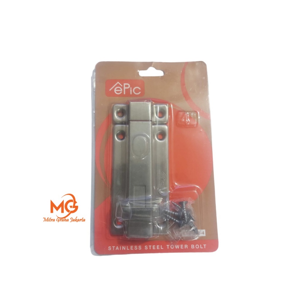 Grendel Stainless Epic Tower Bolt 4 inch / Slot / Selot Kunci Pintu Berkualitas MGJ
