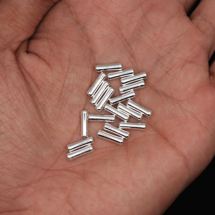 BAHAN PERAK 925 ASLI SPACER BENTUK TABUNG / BAMBOO | MANIK SPACER GELANG / KALUNG | MANIK MANIK SPAC