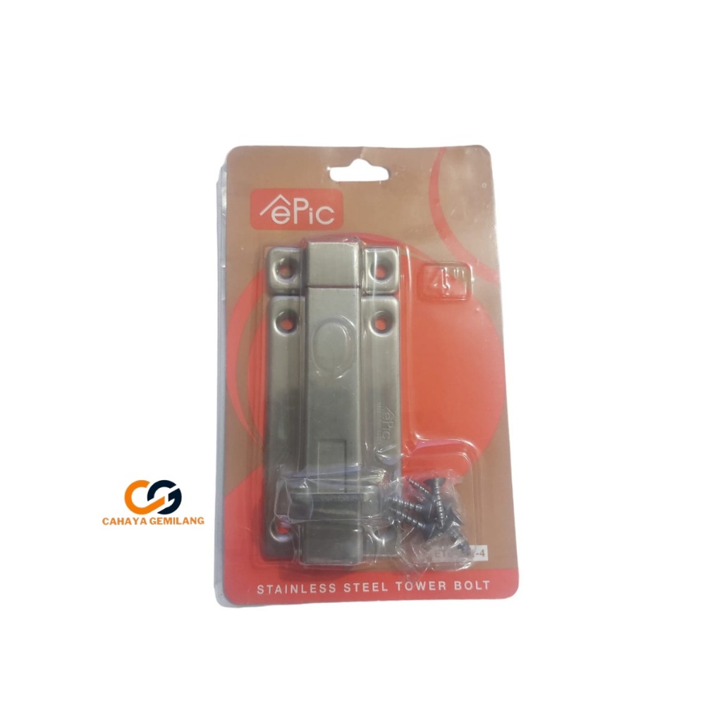 CHY Gem - Grendel Stainless Epic Tower Bolt 4 inch / Slot / Selot Kunci Pintu
