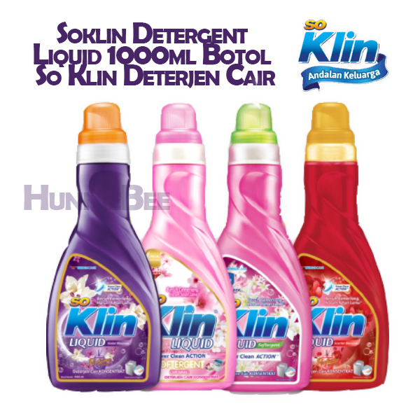 Soklin Detergent Liquid 1000ml Botol So Klin Deterjen Cair