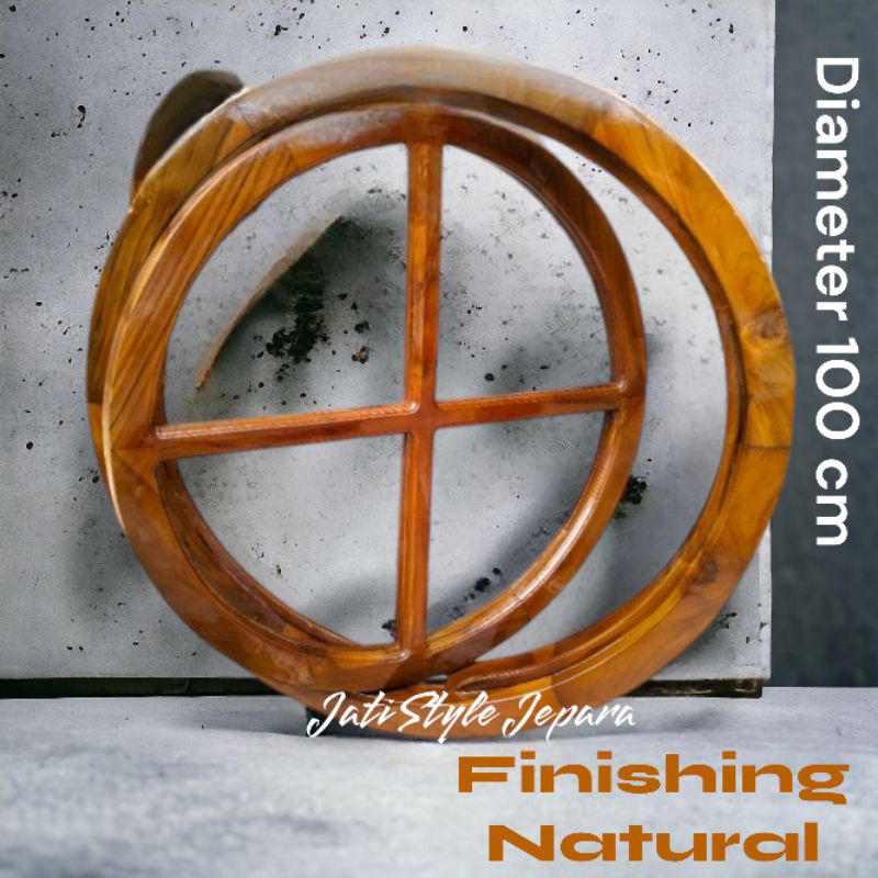 Jendela Kusen Bulat | Bahan Kayu Jati Tpk grade A | Diameter 100cm Aesthetic Fb2_100