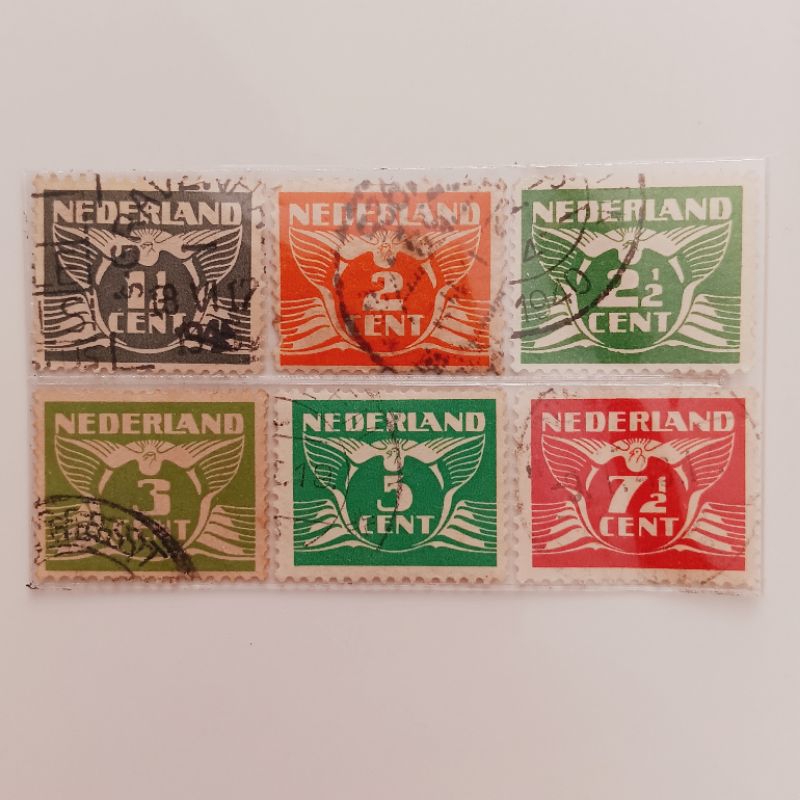 

(AB) Perangko Belanda 1935 Flying Dove Set 6 pcs Used