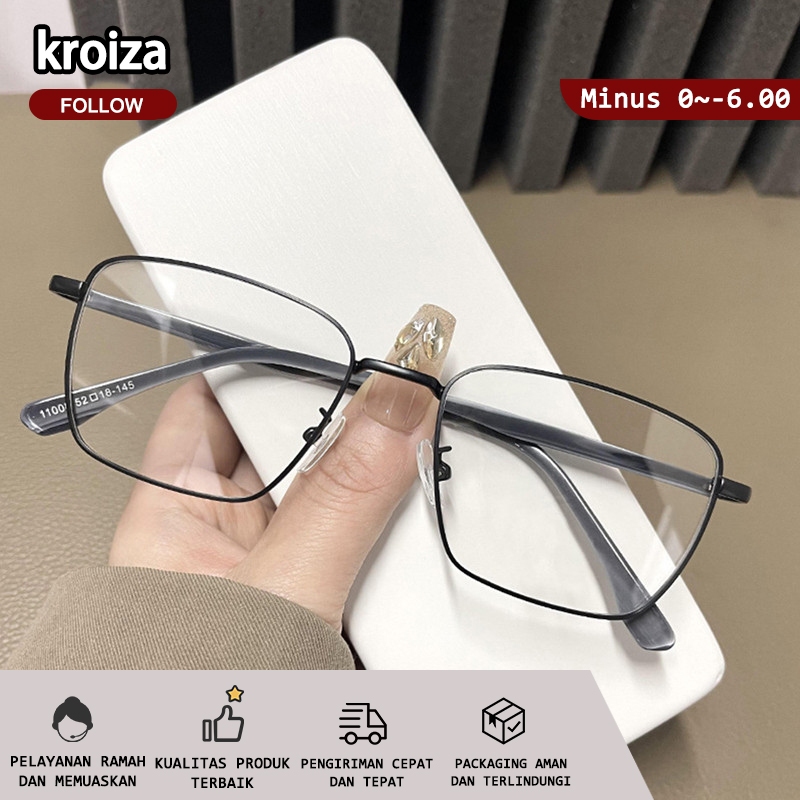 Kacamata Photocromic Minus Wanita Kotak Frame Bluecromic Anti Blueray KacaMata Optik