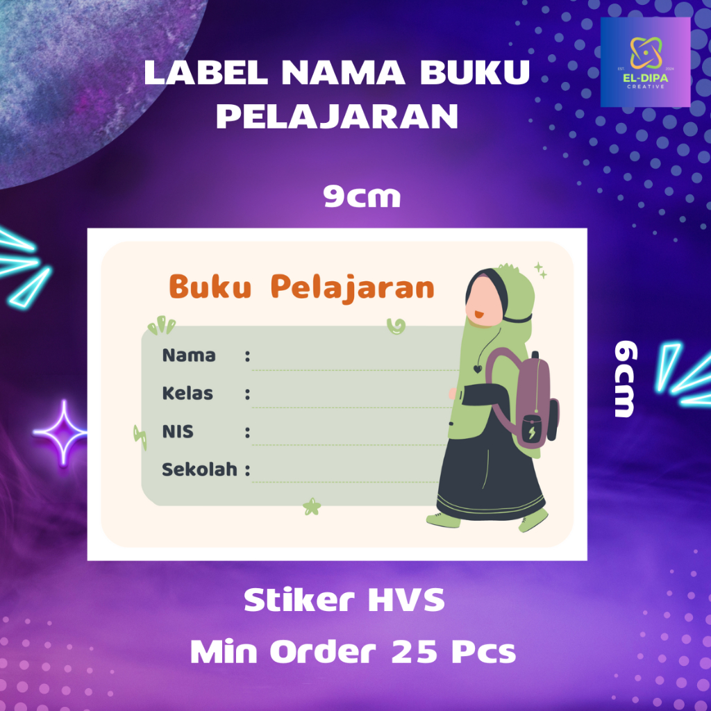 Stiker/ Label Nama Buku Tulis Sekolah aesthetic - polos & Custom