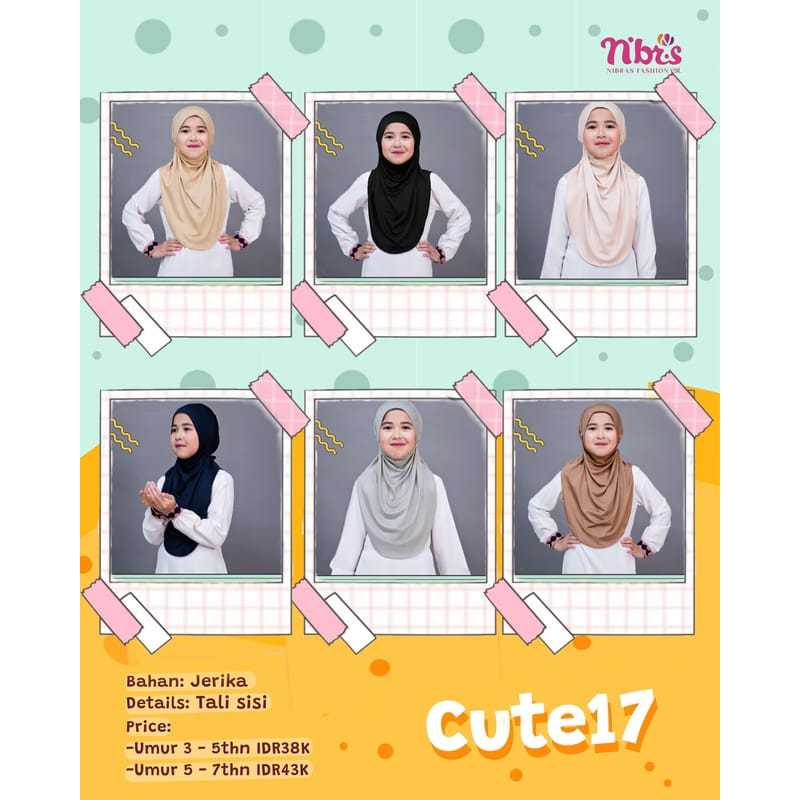 Nibras Hijab CUTE 17 Hijab Anak Cewek Instant Polos
