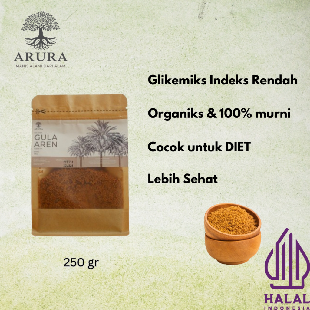 

Gula aren bubuk semut organik pure Arura 250 gr