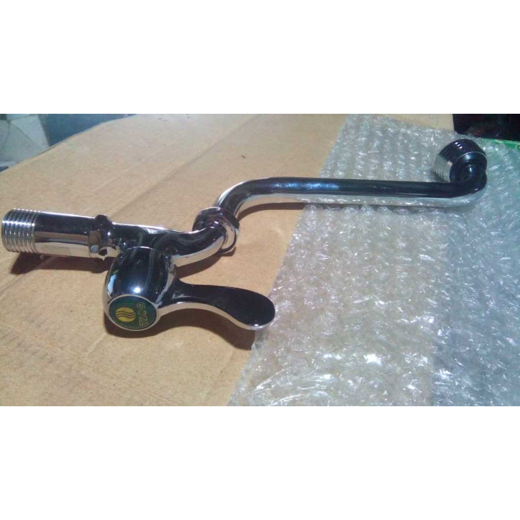 keran kran tembok dinding bebek dapur bak cuci piring wastafel tangan washbak 1/2 merk taho besi