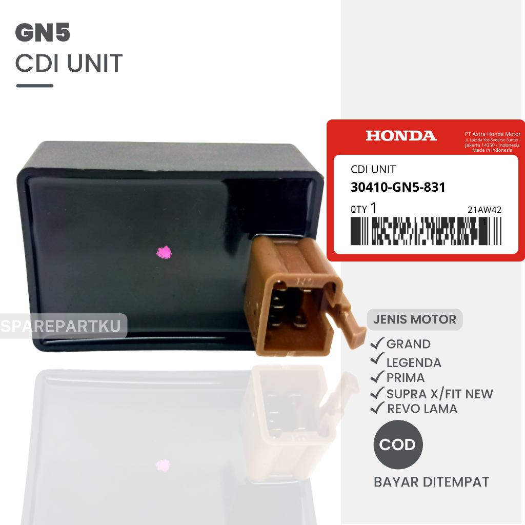 GN5 CDI UNIT HONDA GRAND,LEGENDA, PRIMA, SUPRA X, SUPRA FIT NEW, REVO LAMA/ DIGITAL/ TAEGEN BOX