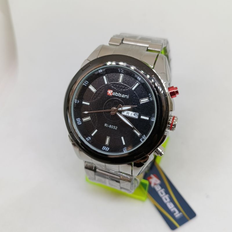 Jam Tangan Rabbani Stainless Stell Pria Cowok Rantai