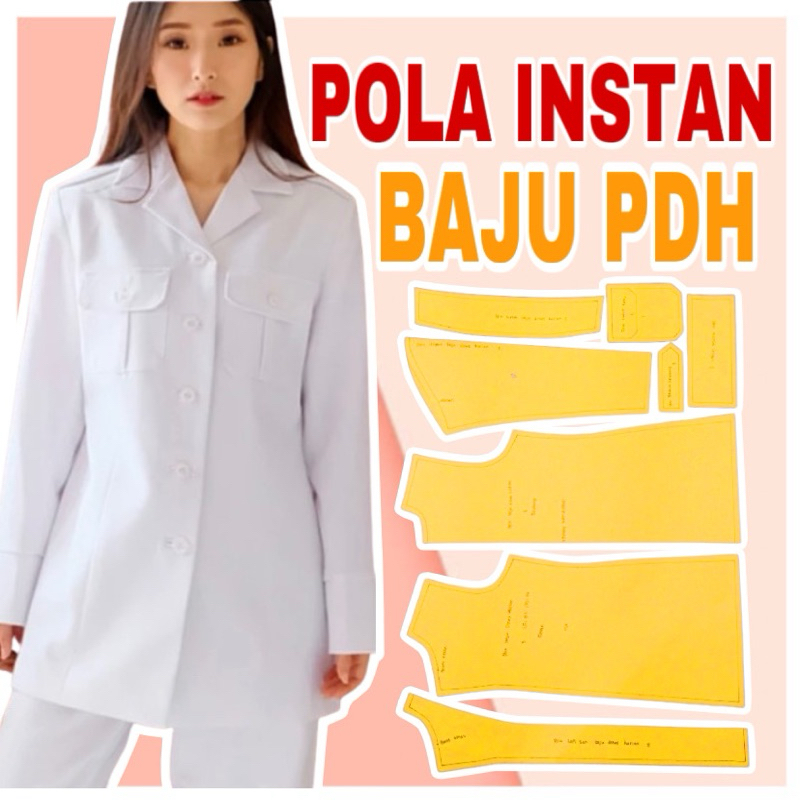 BISA COD✔️ Pola instan baju dinas PDH harian - pola jiplak baju dinas - pola jahit seragam dinas