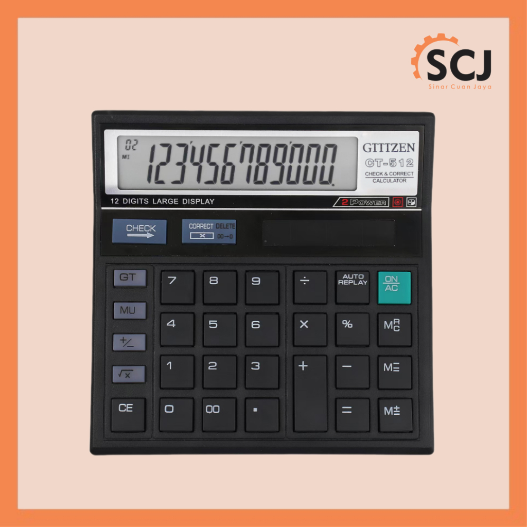 

SCJ - Kalkulator 12 Digit Check GTTTZEN CT-512 Calculator Check Dual 2 Power
