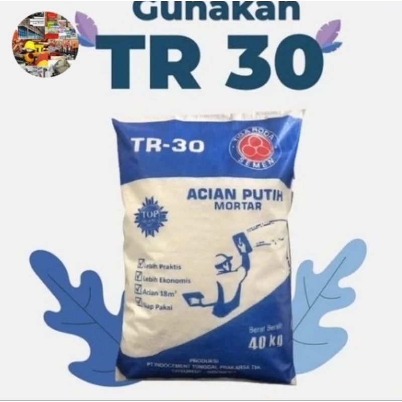 5 kg Mortar acian putih TR 30 repack. TR30 semen acian.