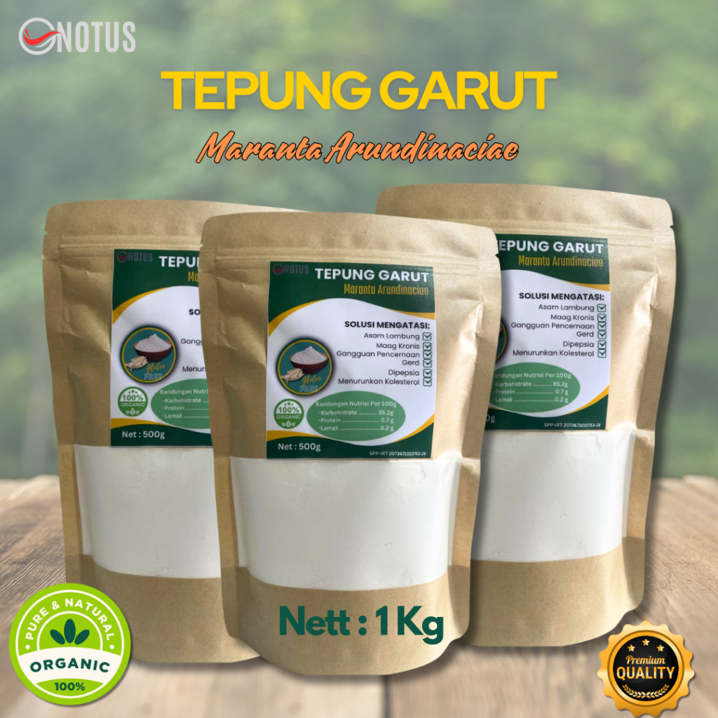 

Tepung Garut / Angkrik / Tepung Garut Asam Lambung / Irut /Arrowoot 1kg Asli Tanpa Pengawet