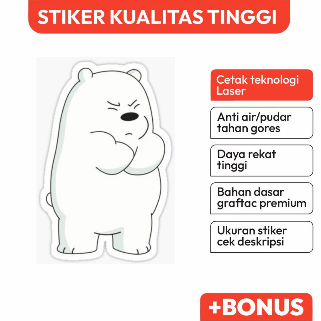 STIKER WE BARE BEARS "ICE BEAR NGAMBEK" || Estetik stiker | stiker Tumblr | Cute stiker