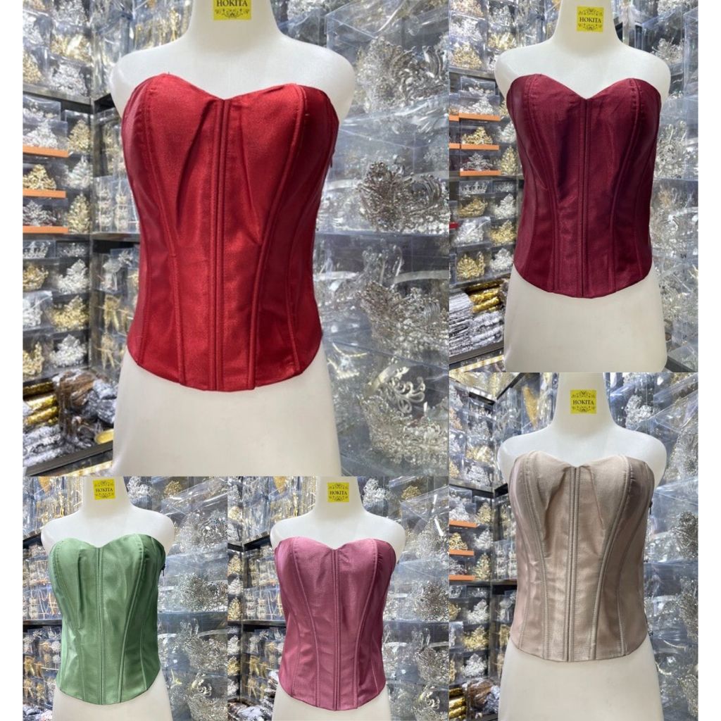 Bustier Satin /Longtorso Kamisol/Dalaman Kebaya Torso Satin/Kemben Kebaya Resleting Samping