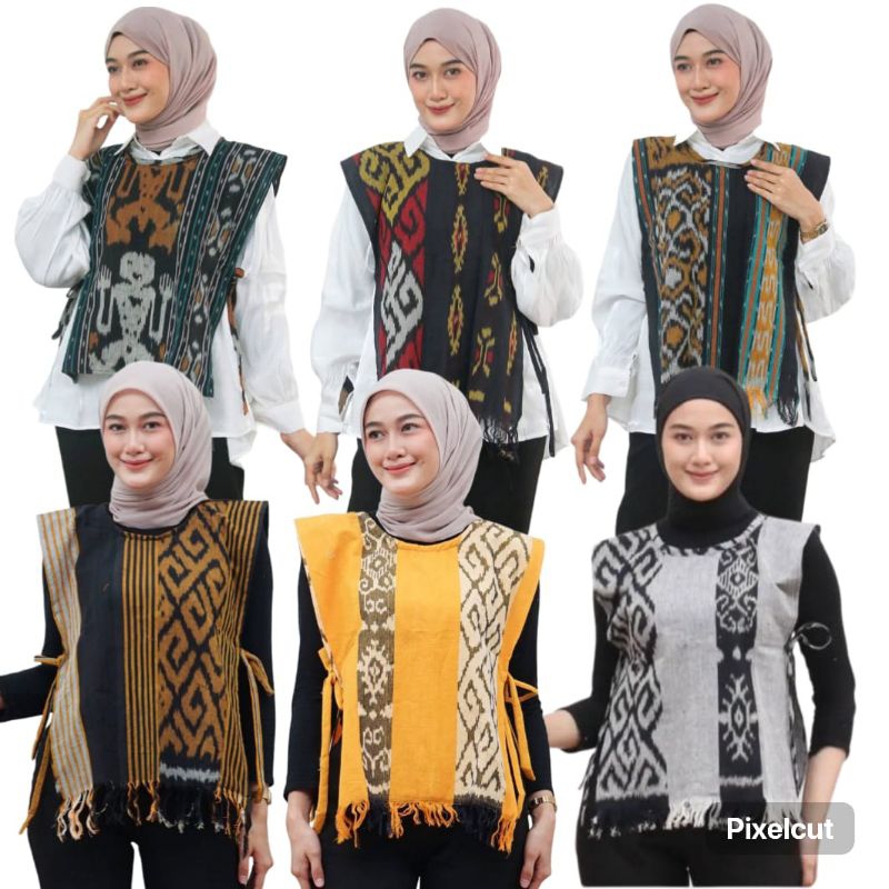 VEST WANITA TENUN TORAJA BAJU BATIK MODERN ROMPI TALI
