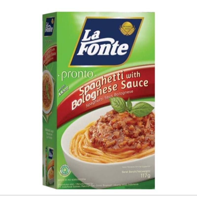 

La Fonte pasta Spaghetti Saus Bolognese 117 gram