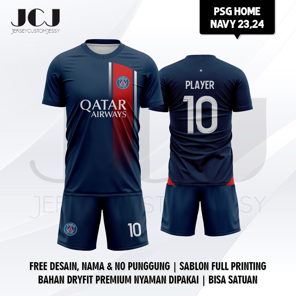 Jersey Sepak Bola PSG HOME NAVY 2023-2024 Free Nama dan Nomor Punggung