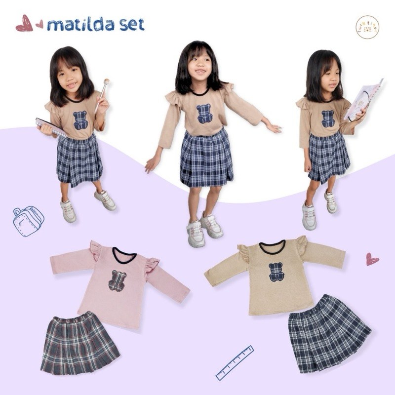 Twin Tiger Setelan Anak Perempuan 1-6 Tahun Flanel Set Matilda Rok Celana Atasan dan Bawahan