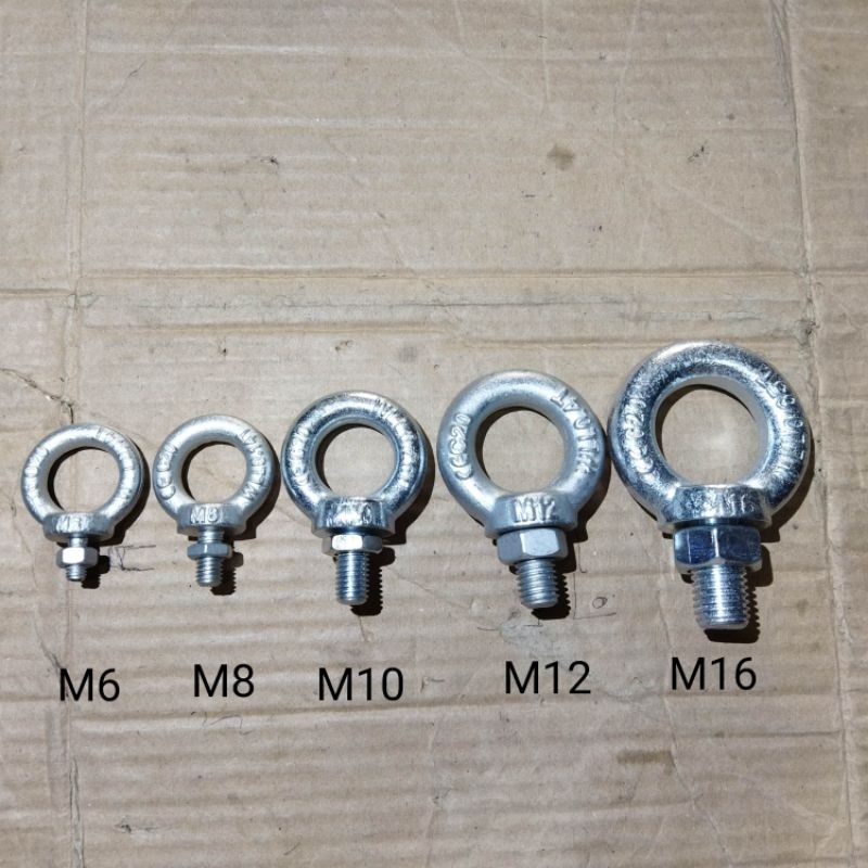 eye bolt m6 m8 m10 m12 m16 hengzhu mata baut gantung eyebolt 6mm 8mm 10mm 12mm 16mm dengan mur