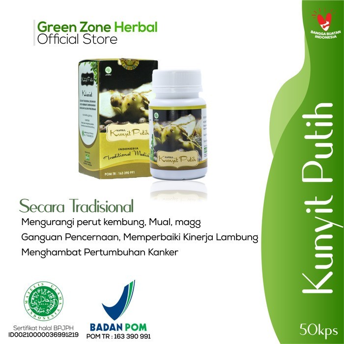 Kunyit Putih Kapsul | Herbal Kunyit Putih | Green Zone | Original 100%