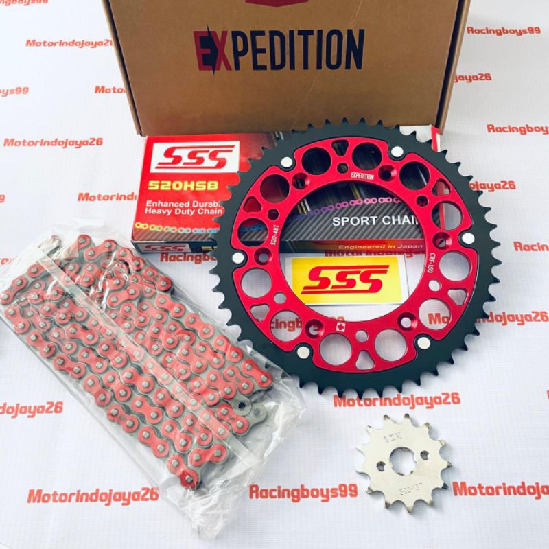 Gear Set 520 CRF 150 CRF 230 Expedition Merah Rantai SSS