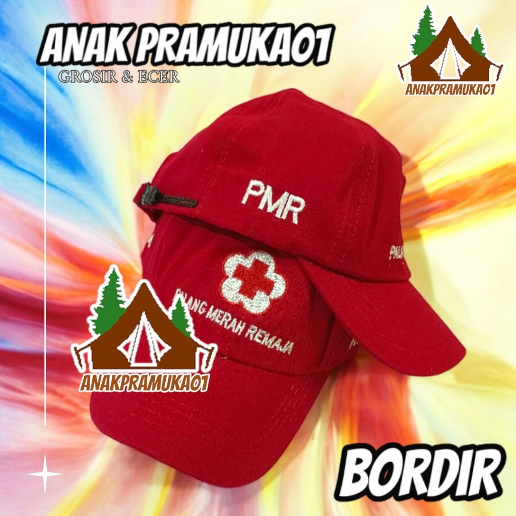 Topi PMR merah bordir / topi pmr bordir