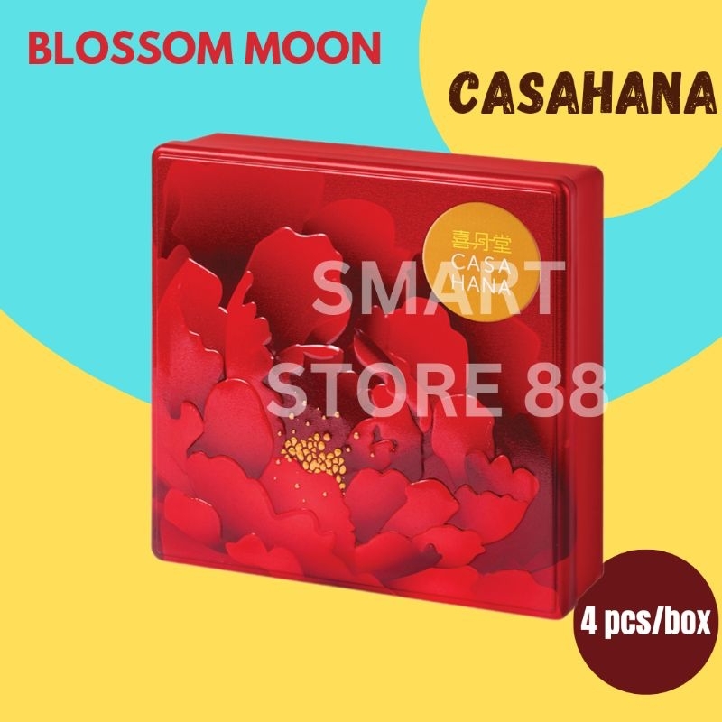 CASAHANA MOONCAKE BLOSSOM MOON RED VEGETARIAN ISI 4 KUE BULAN CASA HANA MID AUTUMN FESTIVAL