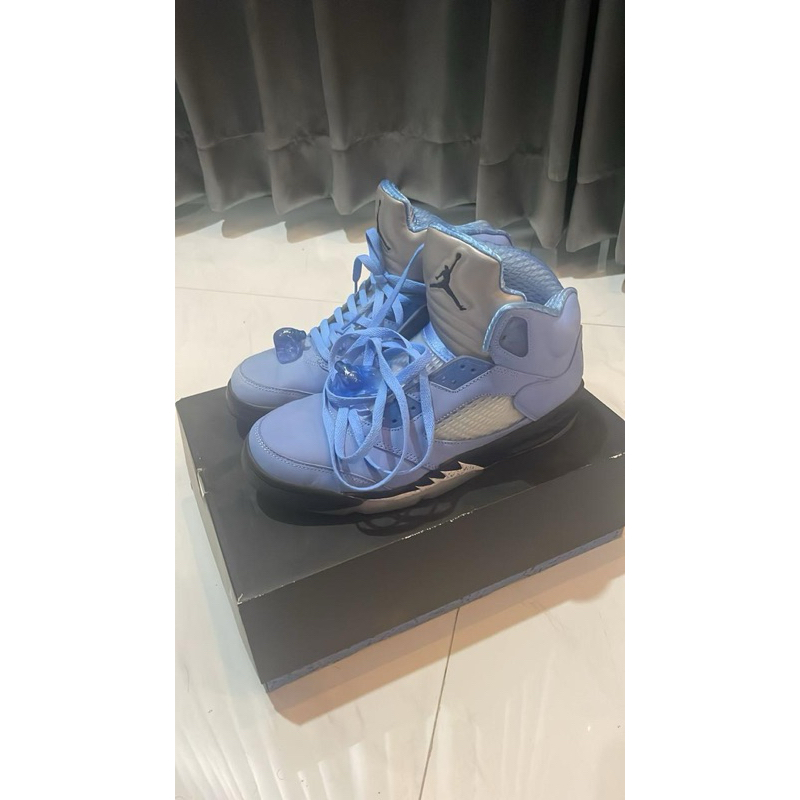 air jordan 5 aj sepatu basket sneakers unc blue university nike us10
