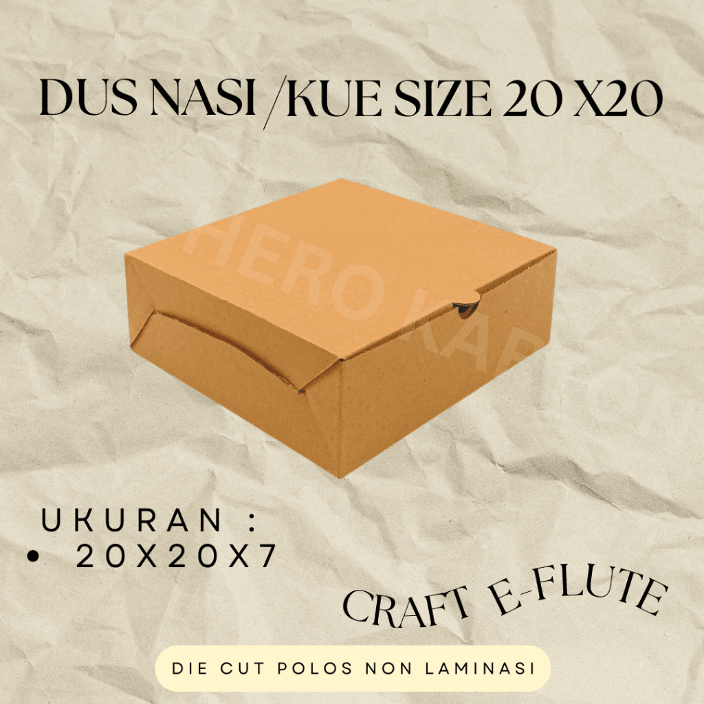 

Box Kardus E-Flute Coklat POLOS Kotak Nasi Packaging Hampers Souvenir 20x20x7 cm