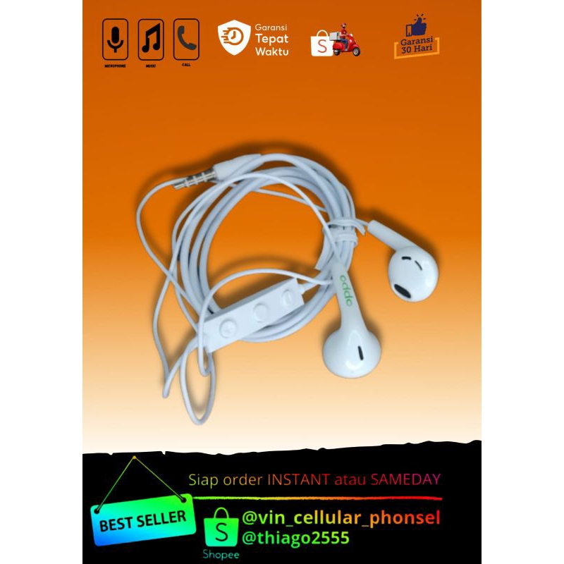 Stereo Headset Oppo A16 A18 A38 Earphone Oppo A54 A52 A92 Headset Stereobass henset oppo hedset oppo