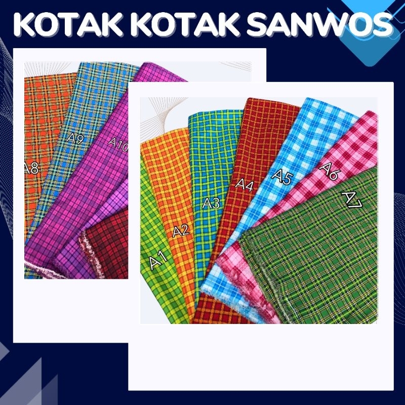 KAIN KOTAK KOTAK SANWOS UNTUK SERAGAM SEKOLAH BAHAN SANWOS METERAN