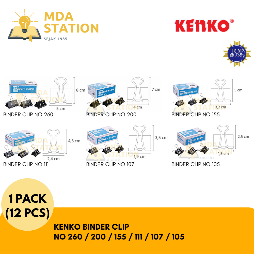 

KENKO Binder Clip Penjepit Kertas File Klip Kertas (PACK) | MDA STATION