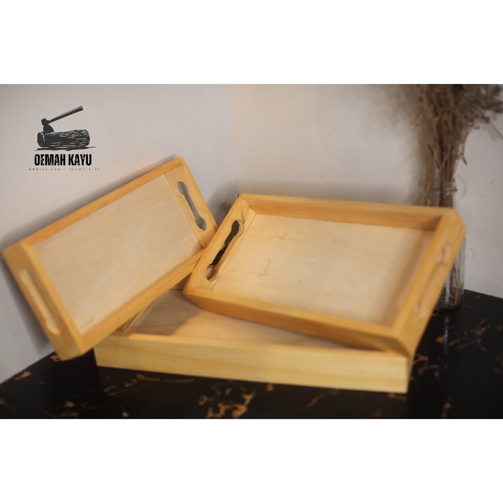 Nampan full kayu estetik Nampan serbaguna Nampan jumbo