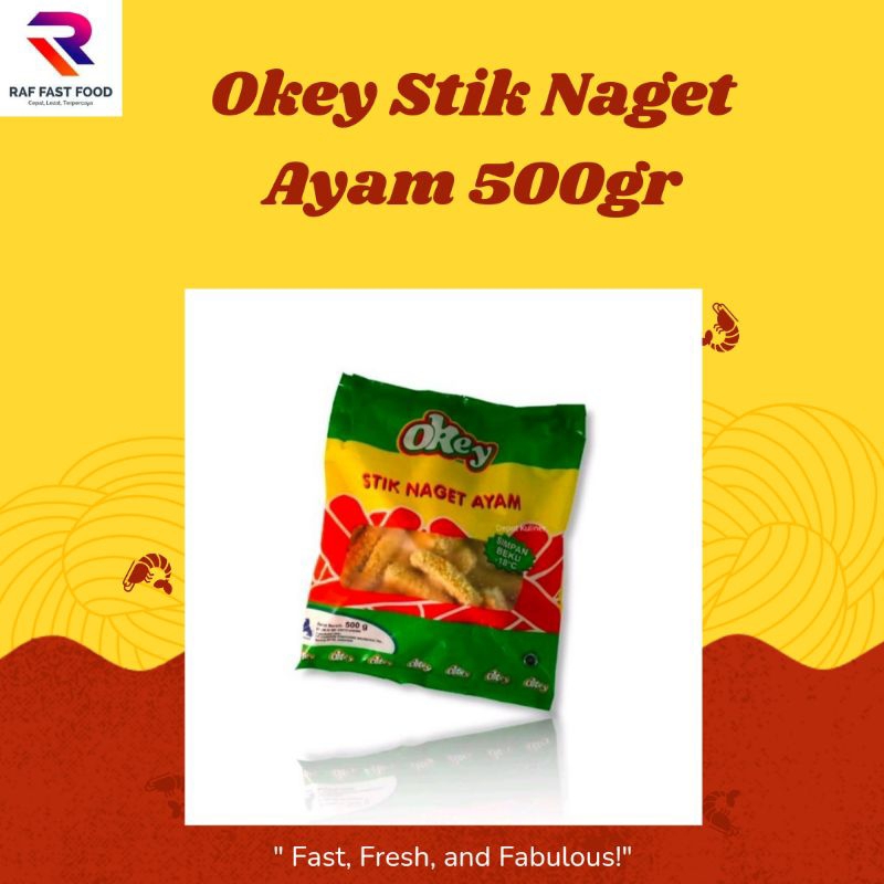 

Okey Stik Naget Ayam Merk Okey 500 Gram / Okey Chicken Nugget Stick