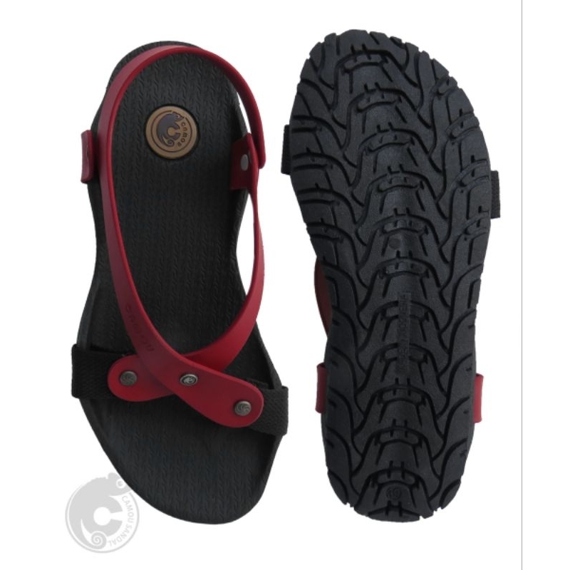 Sumba Red Sandal Wanita Dari bahan perpaduan karet dan plastik