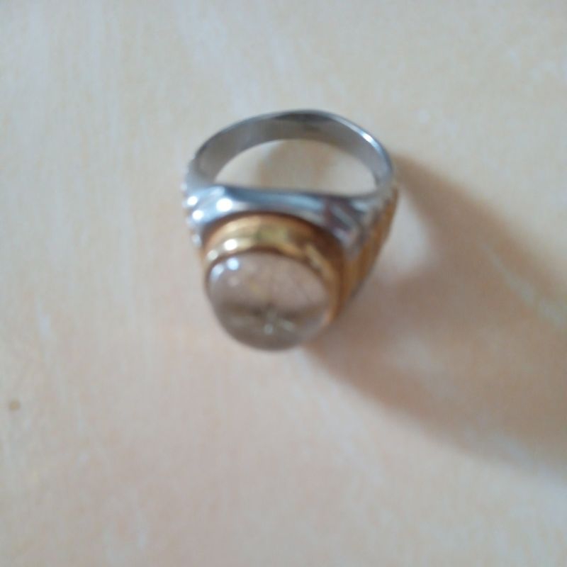 cincin batu kecubung rambut emas asli Kalimantan