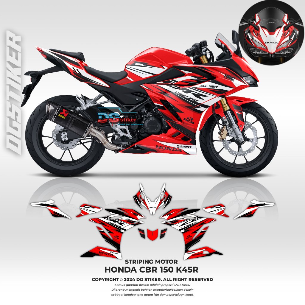 Striping cbr150 k45r, striping cbr 150r k45r, striping cbr 150r, decal cbr 150r terbaru